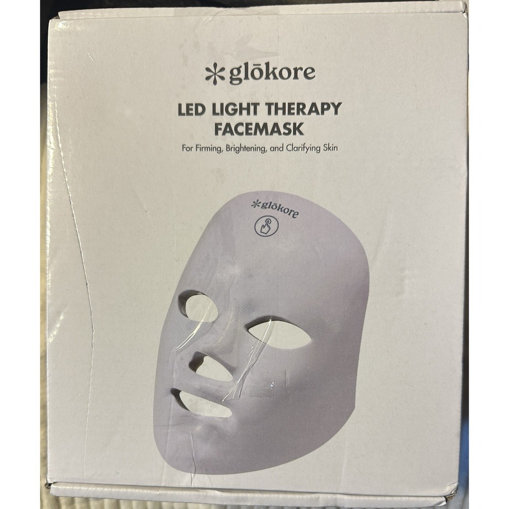 glōkore LED Light Therapy Face Mask Firming Brightening Clarifying White NIB